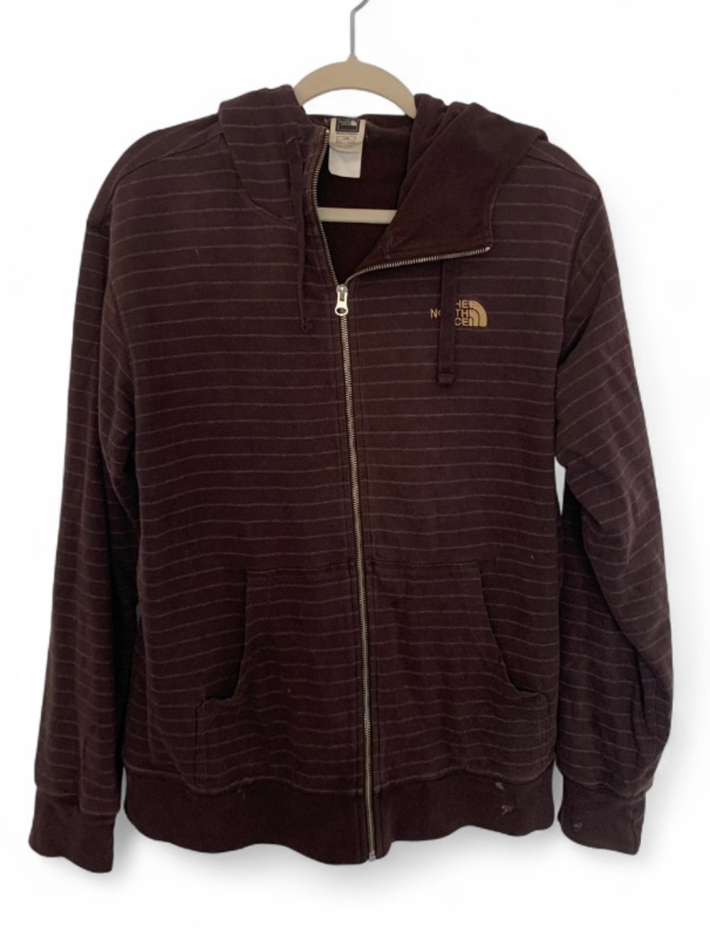 The North Face Men's Dark Brown Striped Zip-Up Hoodie